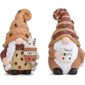 Coffee Gnomes - Coffee bar Accessories Decor - Swedish Tomte elf Dwarf Statue, Coffee Gnome Home Decor Gifts