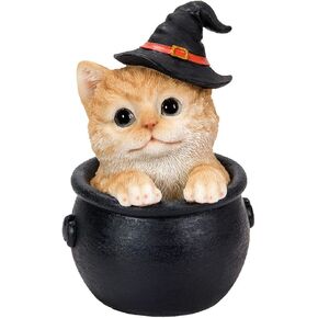 Pacific Giftware Halloween Witches's Orange Tabby in Cauldron Collectible Home Decor Figurine