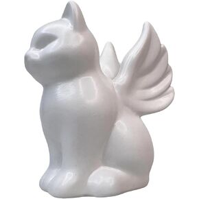 Angel Wing Cat Figurine/Memorial Cat Lover Tribute – 4 3/8" Tall Ceramic Stoneware – Simple Sympathy Gift for Loss of Pet Cat