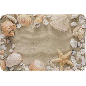 Natural Seashore Shower Seashell Starfish On Beach Sand Sea Bath Mat Non-Slip Absorbent Velvet Bathroom Rug Carpet Rugs for Entrance Indoor Doormat Mats