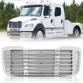 Chrome Front Hood Radiator Grille Compatible With Freightliner M2 2004-2013 (ALL Chrome with Bug Screen)