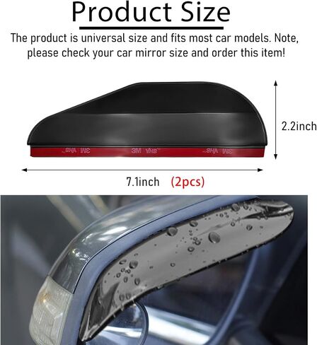 2 PCS Mirror Rain Visor Eyebrow, Waterproof PVC Auto Exterior Rear View Mirror Rain Visor Guard, Rainproof Side Mirror Rain Visor Eyebrow Cover for SUV Truck, Car Accessories (Black) in Kuwait