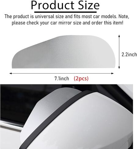 2 PCS Mirror Rain Visor Eyebrow, Waterproof PVC Auto Exterior Rear View Mirror Rain Visor Guard, Rainproof Side Mirror Rain Visor Eyebrow Cover for SUV Truck, Car Accessories (Black) in Kuwait