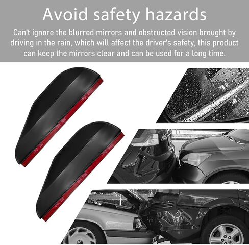 2 PCS Mirror Rain Visor Eyebrow, Waterproof PVC Auto Exterior Rear View Mirror Rain Visor Guard, Rainproof Side Mirror Rain Visor Eyebrow Cover for SUV Truck, Car Accessories (Black) in Kuwait