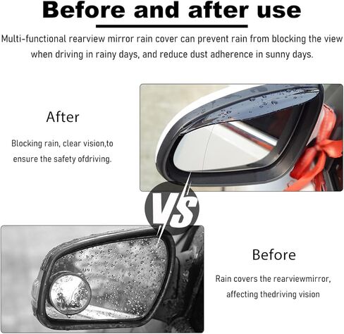 2 PCS Mirror Rain Visor Eyebrow, Waterproof PVC Auto Exterior Rear View Mirror Rain Visor Guard, Rainproof Side Mirror Rain Visor Eyebrow Cover for SUV Truck, Car Accessories (Black) in Kuwait