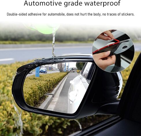 2 PCS Mirror Rain Visor Eyebrow, Waterproof PVC Auto Exterior Rear View Mirror Rain Visor Guard, Rainproof Side Mirror Rain Visor Eyebrow Cover for SUV Truck, Car Accessories (Black) in Kuwait
