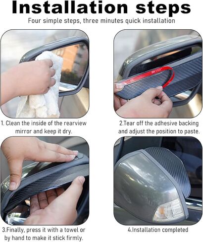 2 PCS Mirror Rain Visor Eyebrow, Waterproof PVC Auto Exterior Rear View Mirror Rain Visor Guard, Rainproof Side Mirror Rain Visor Eyebrow Cover for SUV Truck, Car Accessories (Black) in Kuwait