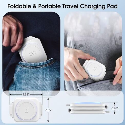 Pocket Wireless Charger for Samsung Android Phone, Fast Foldable Travel Wireless Charging Station Stand Compatible for Samsung Galaxy Watch 7/Buds Pro 3/for Samsung S24/S23 Ultra/S22/Z Flip 6/5 Fold 6 in Saudi Arabia