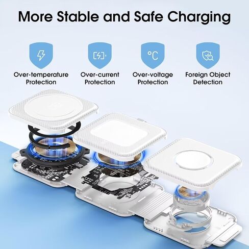 Pocket Wireless Charger for Samsung Android Phone, Fast Foldable Travel Wireless Charging Station Stand Compatible for Samsung Galaxy Watch 7/Buds Pro 3/for Samsung S24/S23 Ultra/S22/Z Flip 6/5 Fold 6 in Saudi Arabia