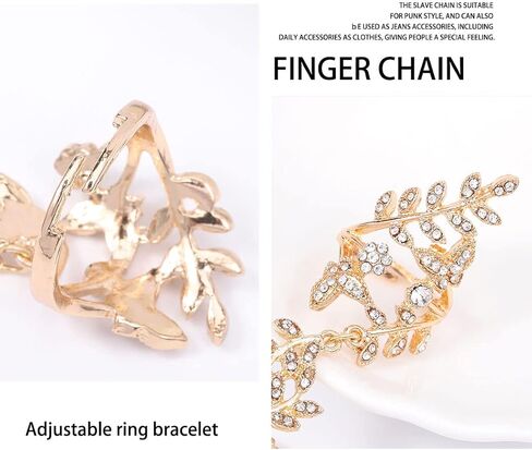Bounzhi Rhinestone Finger Ring Bracelets Knuckle Hand Chain Harness Slave Finger Chains Jewelry Beach for Women in Saudi Arabia