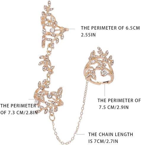 Bounzhi Rhinestone Finger Ring Bracelets Knuckle Hand Chain Harness Slave Finger Chains Jewelry Beach for Women in Saudi Arabia