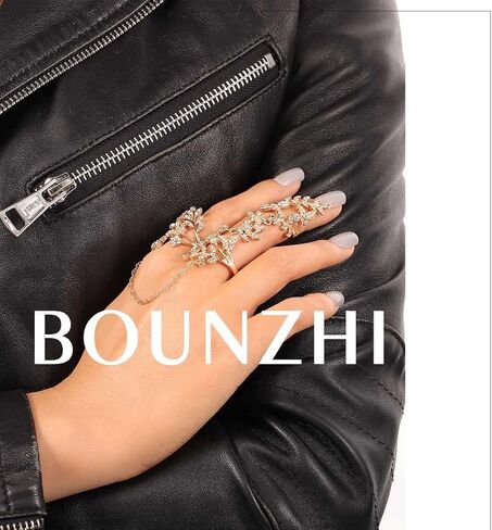 Bounzhi Rhinestone Finger Ring Bracelets Knuckle Hand Chain Harness Slave Finger Chains Jewelry Beach for Women in Saudi Arabia