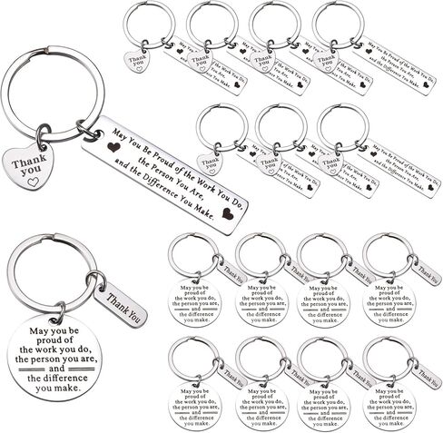 10 قطعة شكرا لك الهدايا المفاتيح الفولاذ المقاوم للصدأ شخصية المفاتيح التطوع الموظف التقدير هدية in Kuwait