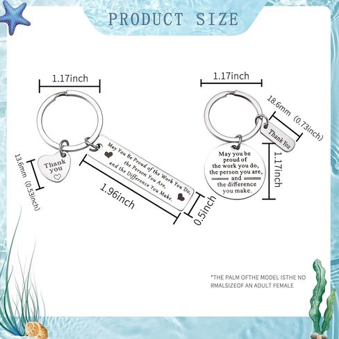 10 قطعة شكرا لك الهدايا المفاتيح الفولاذ المقاوم للصدأ شخصية المفاتيح التطوع الموظف التقدير هدية in Kuwait