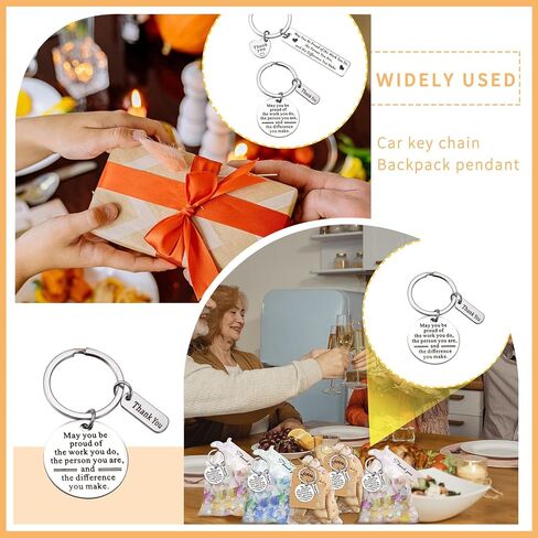 10 قطعة شكرا لك الهدايا المفاتيح الفولاذ المقاوم للصدأ شخصية المفاتيح التطوع الموظف التقدير هدية in Kuwait