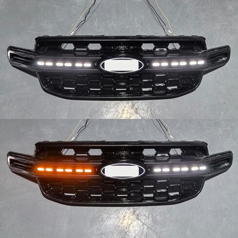 Front Bumper Turn Signal Light Grille Light Compatible with 2023-2024 Ford Ranger Wildtrak LED DRL Daytime Runing Driving Light Sequential Fog Light in Kuwait