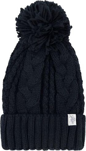 يو اس بولو اسن. مجموعة قبعة ووشاح للسيدات، قبعة شتوية متماسكة مع كابل أيسلندا بوم ووشاح إنفينيتي in Kuwait