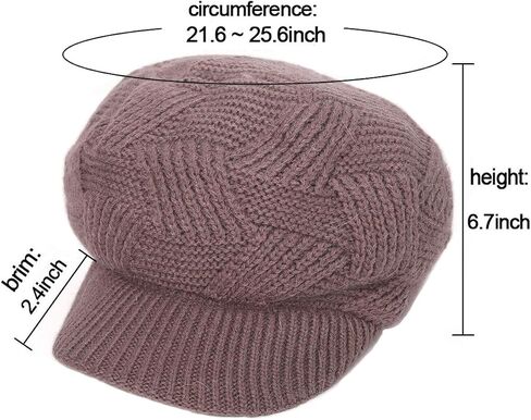 Muryobao Women Winter Warm Hat Slouchy Cable Knit Visor Crochet Beanie Hats Snow Ski Skull Cap with Brim in Saudi Arabia