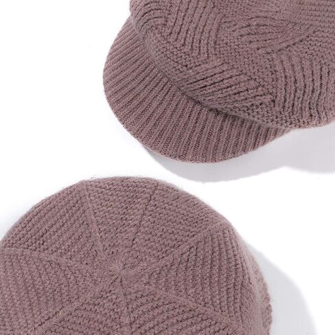 Muryobao Women Winter Warm Hat Slouchy Cable Knit Visor Crochet Beanie Hats Snow Ski Skull Cap with Brim in Saudi Arabia