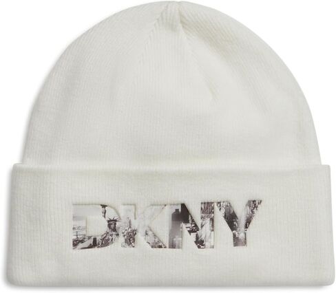 DKNY Women's Beanie City Logo Embossed Hat in Saudi Arabia