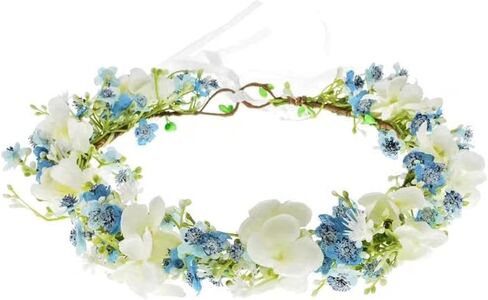 Vividsun Green Leaf Flower Crown Eucalyptus Crown Wedding Bridal Maternity Photo Props Headpiece (A/blue) in Saudi Arabia