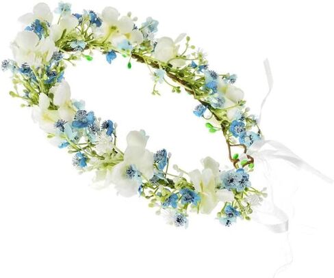 Vividsun Green Leaf Flower Crown Eucalyptus Crown Wedding Bridal Maternity Photo Props Headpiece (A/blue) in Saudi Arabia