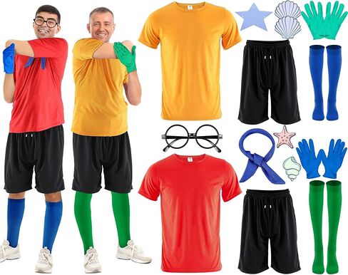 15 قطعة زي الهالوين للبالغين زي المجموعة بحار حورية البحر بارناكل المحيط الهزلي زي تي شيرت السراويل السوداء قفازات نجم البحر شل ملصق زوجين زي ديلوكس تاثيري حلي in Kuwait