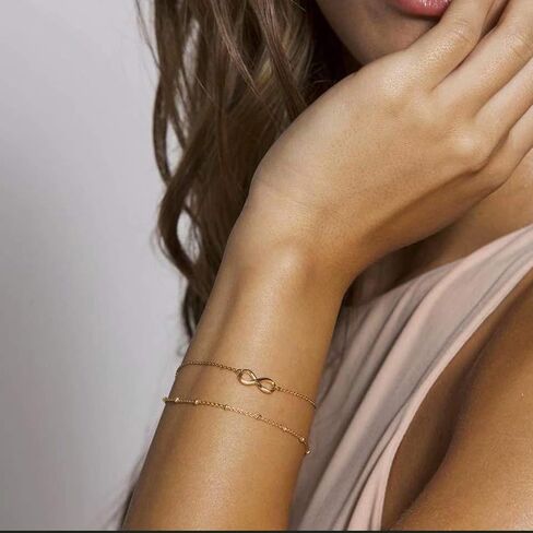 Dainty Gold Bracelet Stack, Trendy Layered Gold Bracelets For Women Non Tarnish, 14K Gold Filled Bracelet Set Valentine's Day Birthday Gift in Saudi Arabia