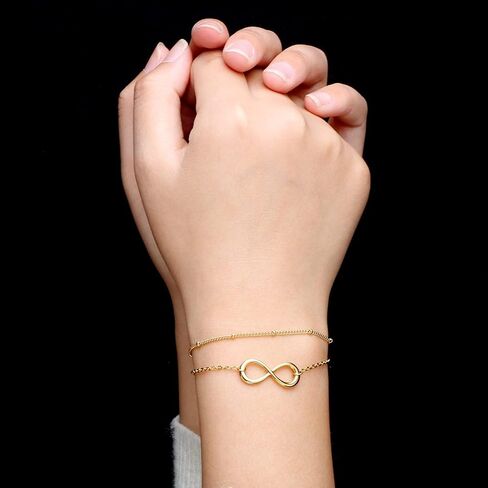 Dainty Gold Bracelet Stack, Trendy Layered Gold Bracelets For Women Non Tarnish, 14K Gold Filled Bracelet Set Valentine's Day Birthday Gift in Saudi Arabia