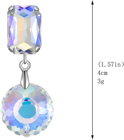 Crystal Drop Dangle Earrings for Women Square Circle Geometric Blue Purple Rhinestone Drop Earrings for Mom Wife Prom in Kuwait