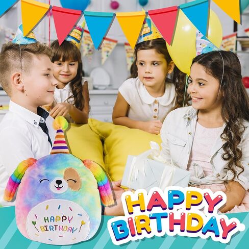 WISHDIAM Rainbow Plush Pillow, Christmas 12'' Cat Soft Stuffed Animals Toys, Purple Home Room Kawaii Puppy Stuffed Animals Decoration, Sleeping Pillow, Party Birthday Gifts for Kids Toddlers in Saudi Arabia