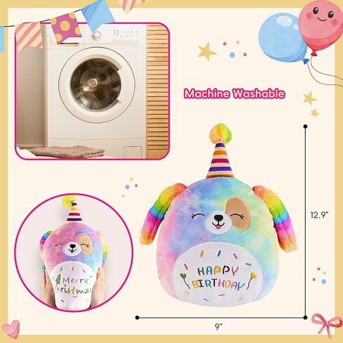 WISHDIAM Rainbow Plush Pillow, Christmas 12'' Cat Soft Stuffed Animals Toys, Purple Home Room Kawaii Puppy Stuffed Animals Decoration, Sleeping Pillow, Party Birthday Gifts for Kids Toddlers in Saudi Arabia