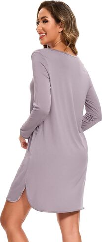 Bamboo Viscose Women's Sleepwear Long Sleeve Crew Neck Nightgown in Saudi Arabia