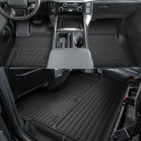Car Floor Mats for Ford F-150 2015-2020/2021 2022 2023 2024 (Rear w/o Fold Flat Storage), All Weather Protection TPE Car Mats Custom Truck Liners Accessories, Front & 2nd Row Car Liners Set, Black in Saudi Arabia