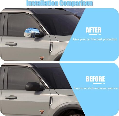 الكروم مرآة قبعات صالح لفورد برونكو سبورت 2021-2024 مافريك 2022-2023 أغطية مرايا جانبية مرآة الرؤية الخلفية الحرس اكسسوارات الكسوة in Kuwait