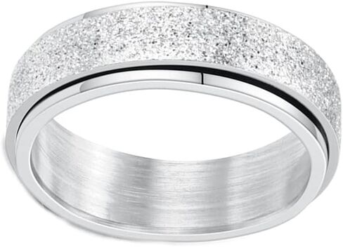COLORFUL BLING Spinner Ring for Women Men Anxiety Relief 6MM Stainless Steel Gold Silver Black Rainbow Sand Blast Finish Fidget Ring Band Wedding Pormise Jewelry in Kuwait