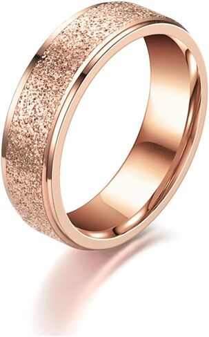 COLORFUL BLING Spinner Ring for Women Men Anxiety Relief 6MM Stainless Steel Gold Silver Black Rainbow Sand Blast Finish Fidget Ring Band Wedding Pormise Jewelry in Kuwait