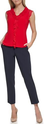 Tommy Hilfiger Women's Sleeveless Mix Media Ruffle Blouse in Saudi Arabia