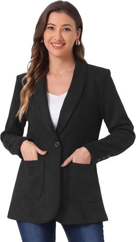Allegra K Faux Suede Blazer for Women's Lapel Collar One Button Dressy Suit Jacket in Saudi Arabia