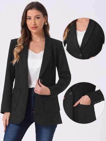 Allegra K Faux Suede Blazer for Women's Lapel Collar One Button Dressy Suit Jacket in Saudi Arabia