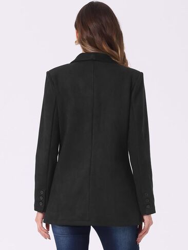 Allegra K Faux Suede Blazer for Women's Lapel Collar One Button Dressy Suit Jacket in Saudi Arabia
