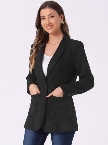 Allegra K Faux Suede Blazer for Women's Lapel Collar One Button Dressy Suit Jacket in Saudi Arabia