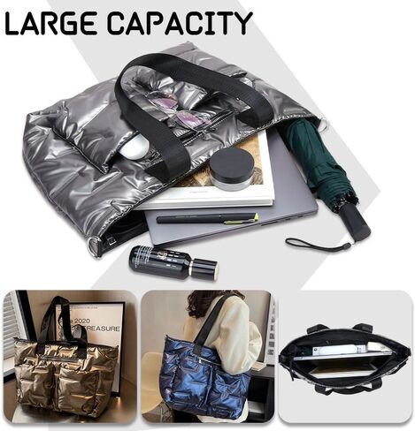 Quilted Shoulder Bag Lightweight Fashion Puffer Tote Bag Down Satchel Hobo Bag in Saudi Arabia
