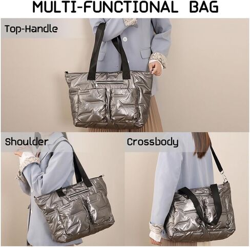 Quilted Shoulder Bag Lightweight Fashion Puffer Tote Bag Down Satchel Hobo Bag in Saudi Arabia