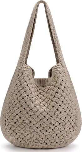 hatisan Women's Crochet Tote Bags Large Crochet Bag Tote bag Aesthetic Knit Bag Shoulder Handbags in Saudi Arabia