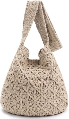 hatisan Women's Crochet Tote Bags Large Crochet Bag Tote bag Aesthetic Knit Bag Shoulder Handbags in Saudi Arabia
