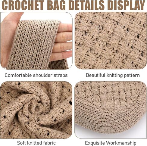 hatisan Women's Crochet Tote Bags Large Crochet Bag Tote bag Aesthetic Knit Bag Shoulder Handbags in Saudi Arabia