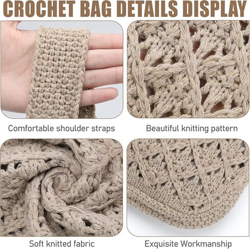 hatisan Women's Crochet Tote Bags Large Crochet Bag Tote bag Aesthetic Knit Bag Shoulder Handbags in Saudi Arabia