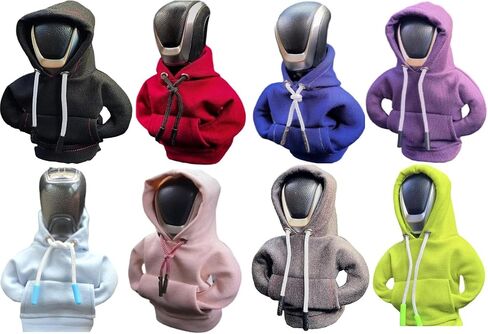 2023 Fashion 2Pcs Car Gear Shift Cover Hoodie Car Gear Shift Cover, Automotive Interior Accessories Shift Knobs Fashionable Hooded Shirt Car Shifter Knobs Cover Trim,8 Colors (Black+Grey) in Saudi Arabia
