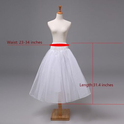 Girls Long A-line Tulle Lace Underskirt Hoopless Petticoat Slips (31.4 inches) in Saudi Arabia